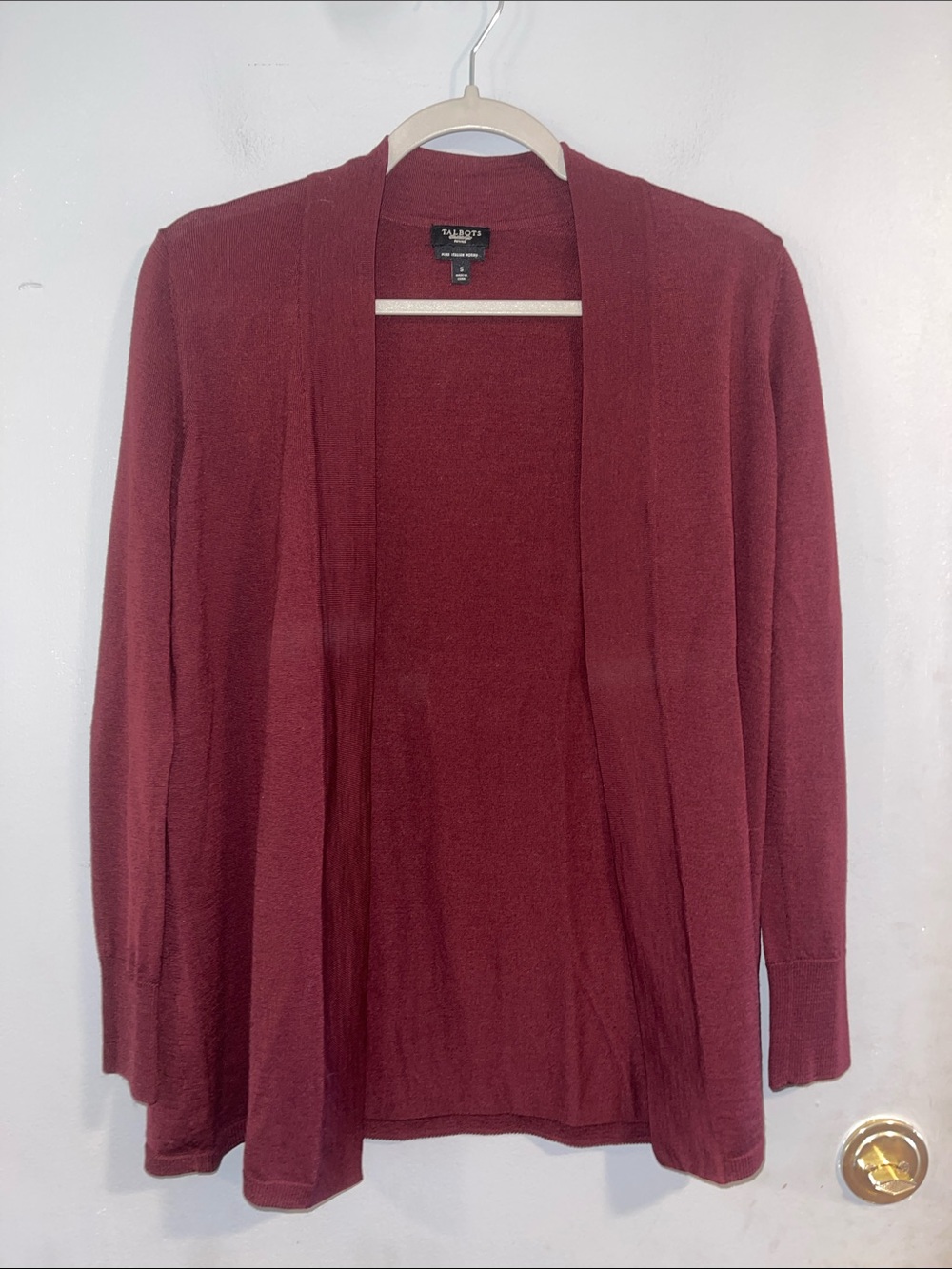 Talbots Burgundy Open-Front Lightweight Cardigan Size Small Petite